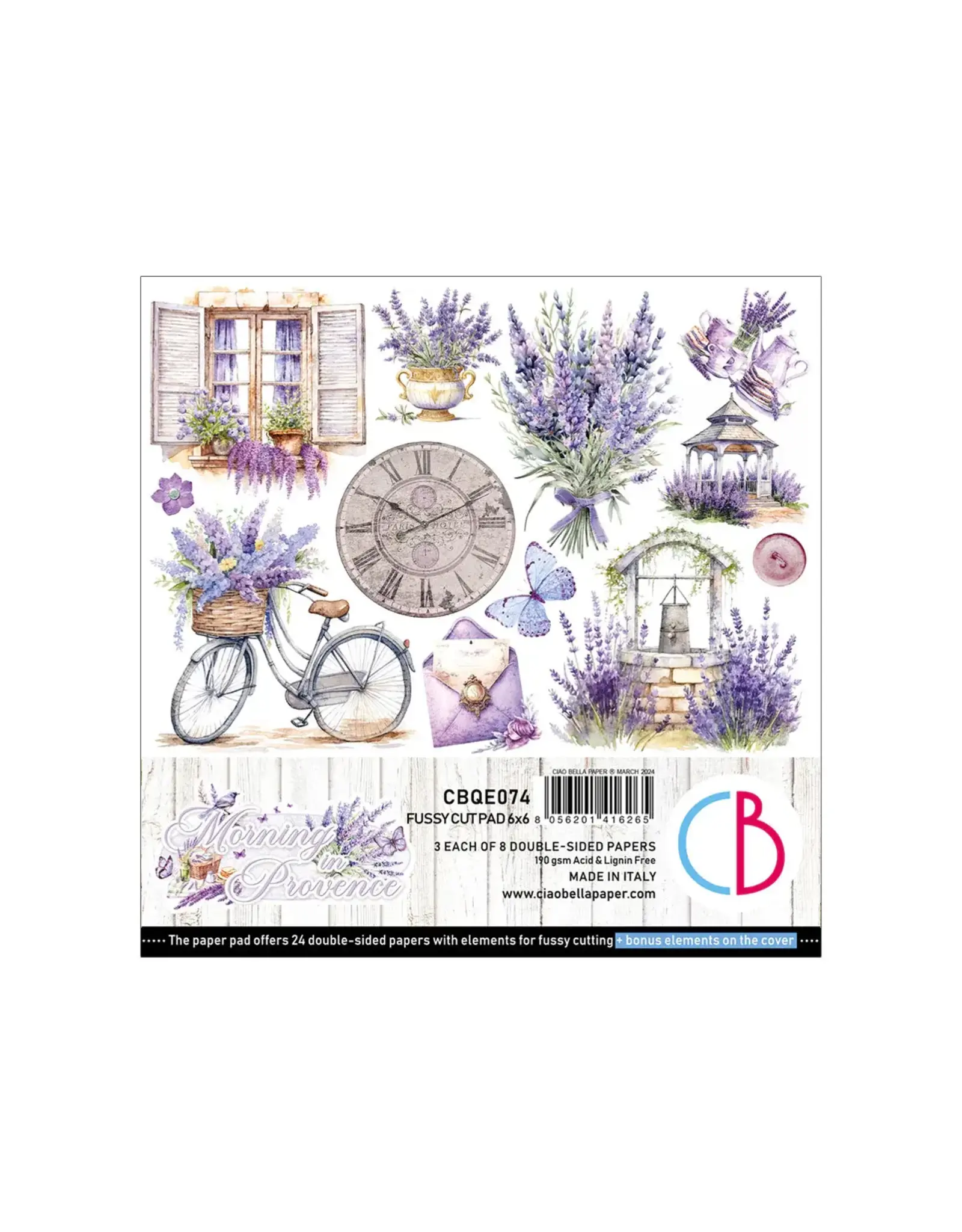 CIAO BELLA CIAO BELLA MORNING IN PROVENCE 6x6 FUSSY CUT PAPER PAD 24 SHEETS
