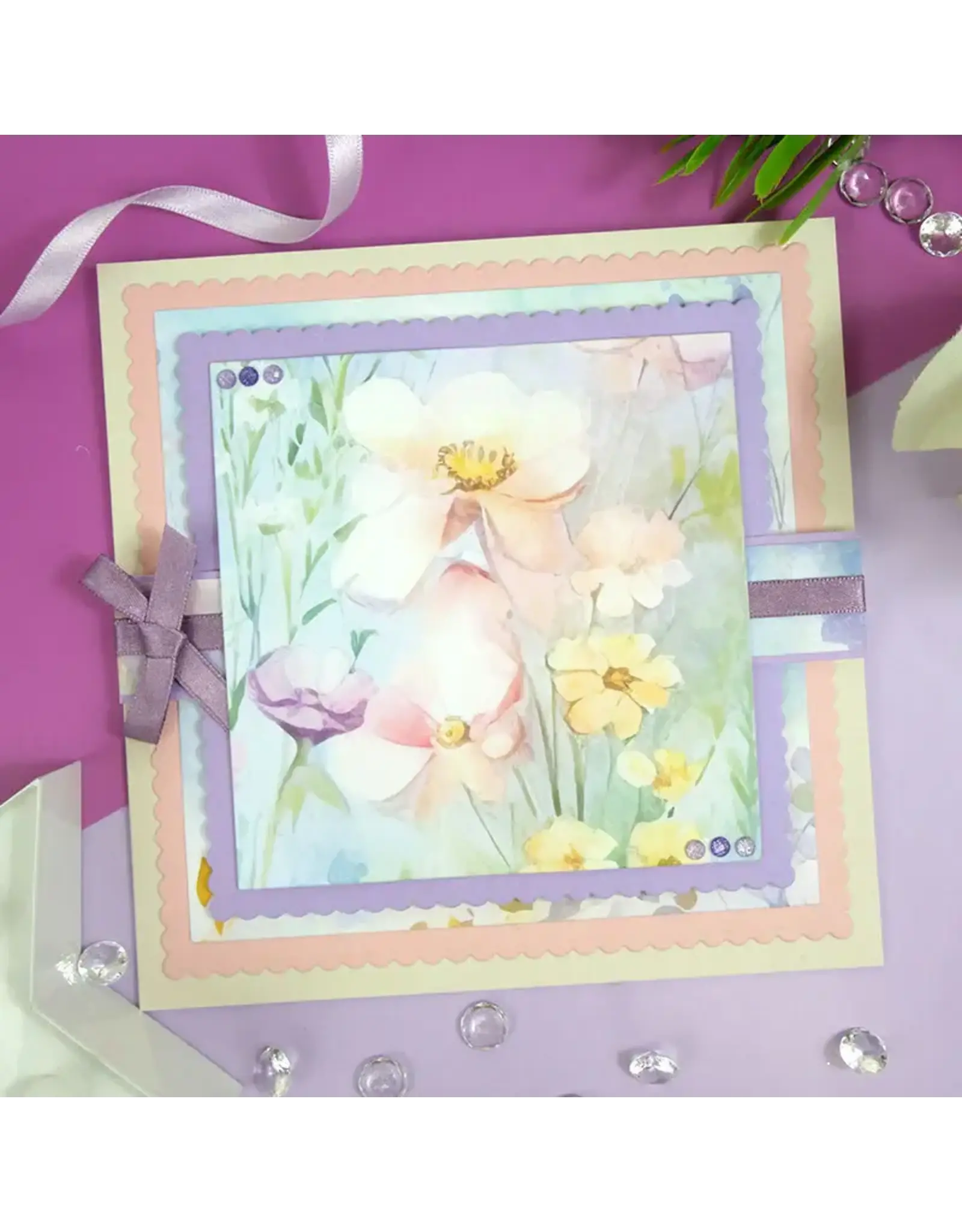 HUNKYDORY CRAFTS LTD. HUNKYDORY ADORABLE SCORABLE DESIGNER A4 CARD PACKS - WILDFLOWERS 12 SHEETS