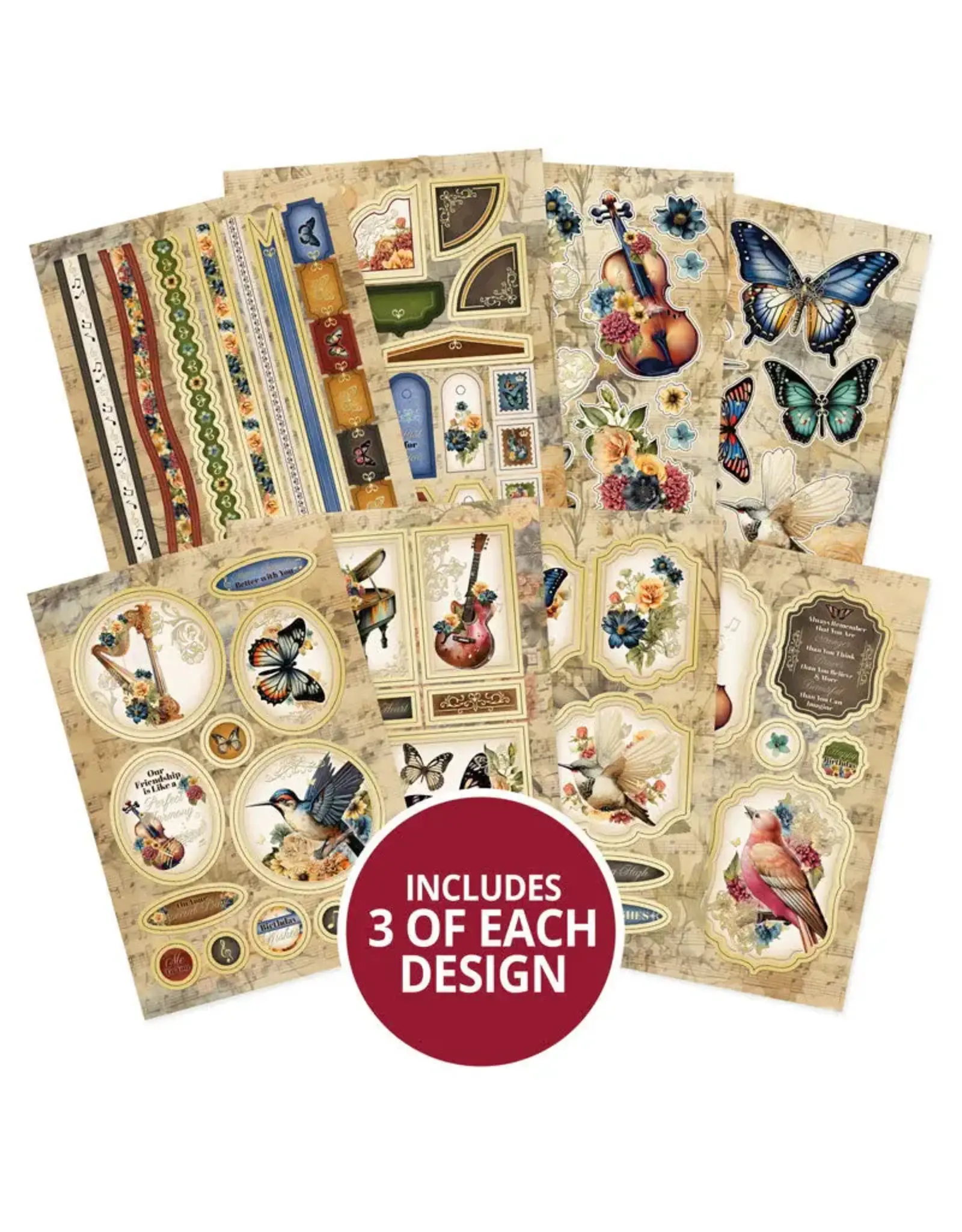 HUNKYDORY CRAFTS LTD. HUNKYDORY STICKABLES VINTAGE MELODY TOPPER COLLECTION SELF ADHESIVE A5 SHEETS 24/PACK