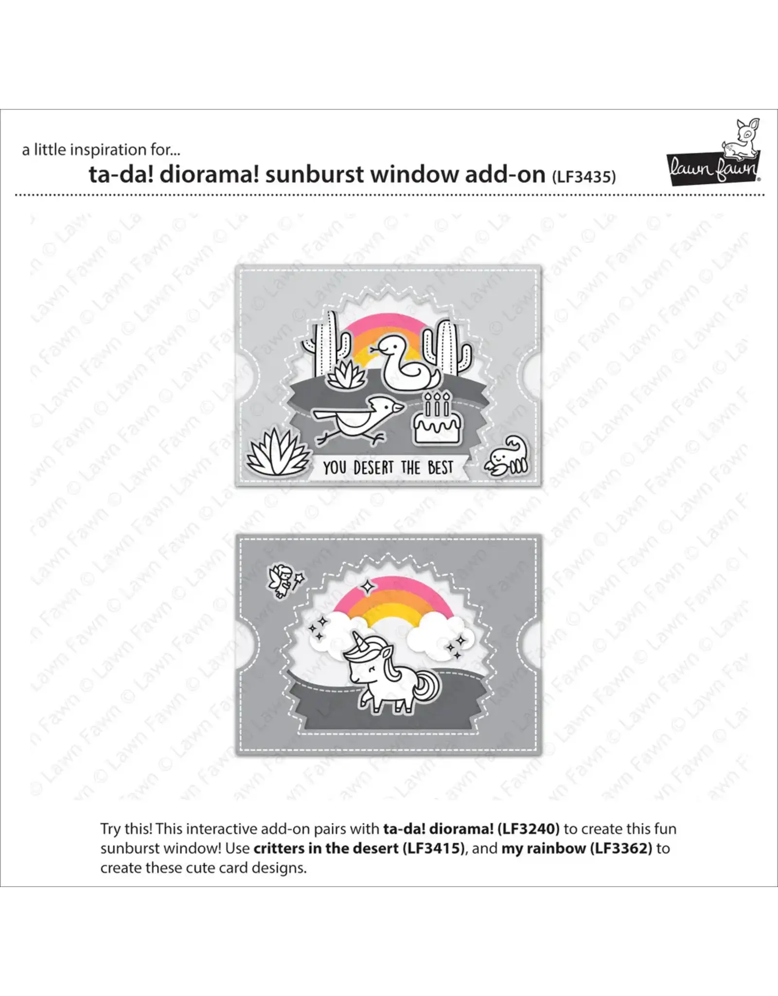 LAWN FAWN LAWN FAWN TA-DA! DIORAMA! SUNBURST WINDOW ADD-ON DIE SET