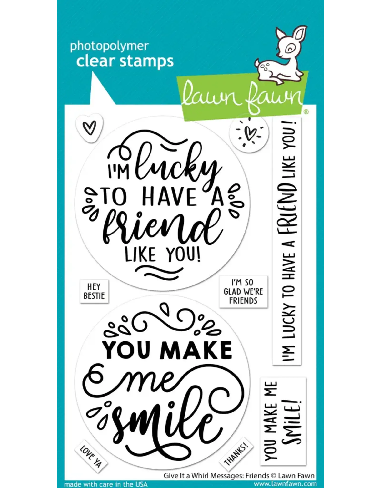 LAWN FAWN LAWN FAWN GIVE IT A WHIRL MESSAGES: FRIENDS CLEAR STAMP SET