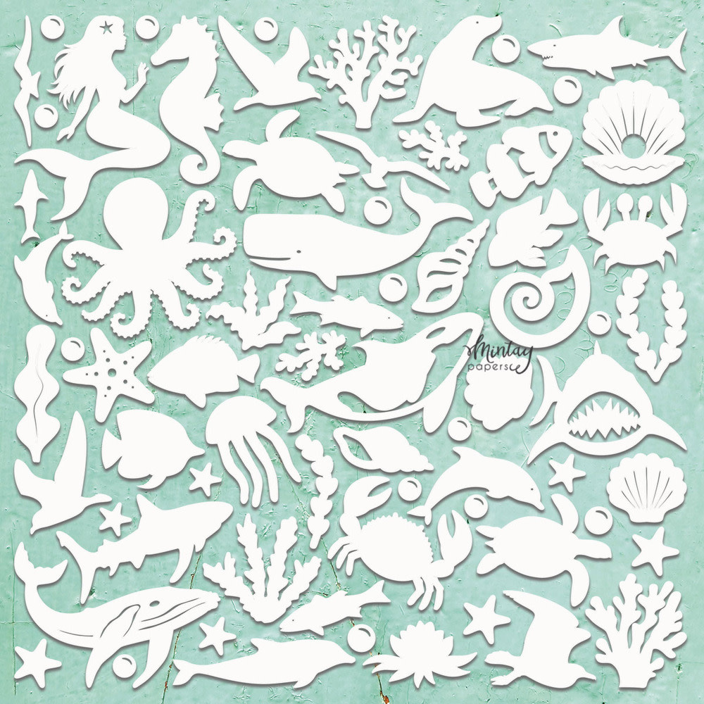 MINTAY MINTAY CHIPPIES - DECOR SEALIFE 12x12 CHIPBOARD