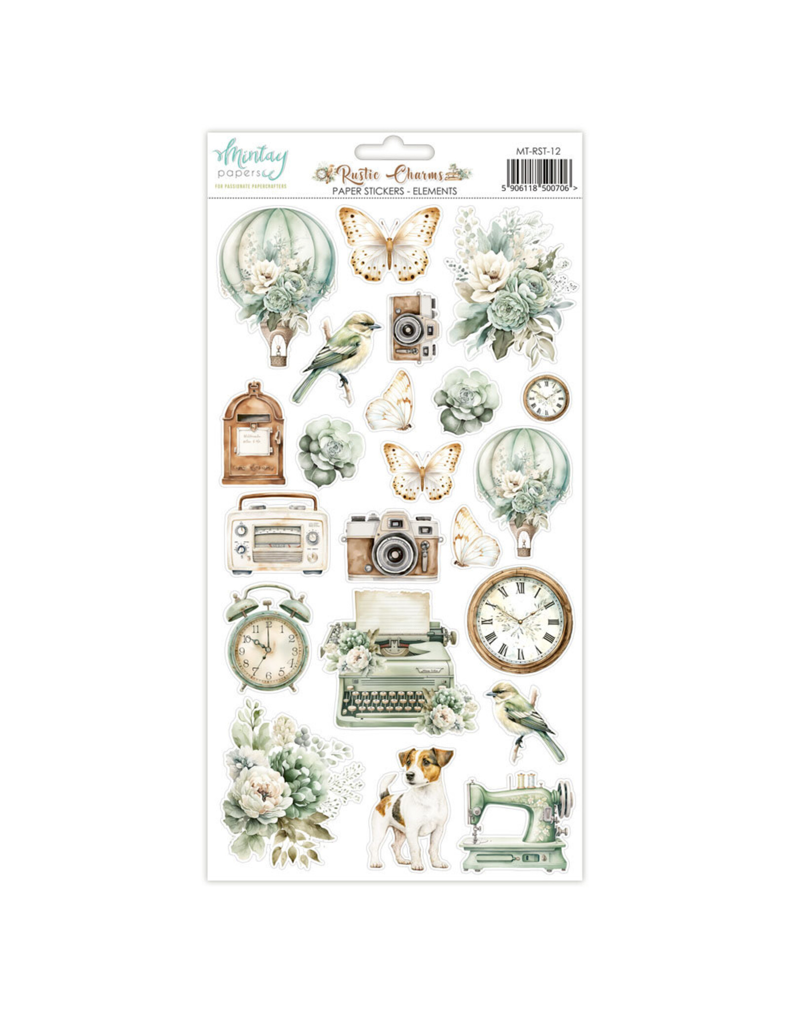 MINTAY MINTAY RUSTIC CHARMS 6x12 PAPER STICKERS - ELEMENTS