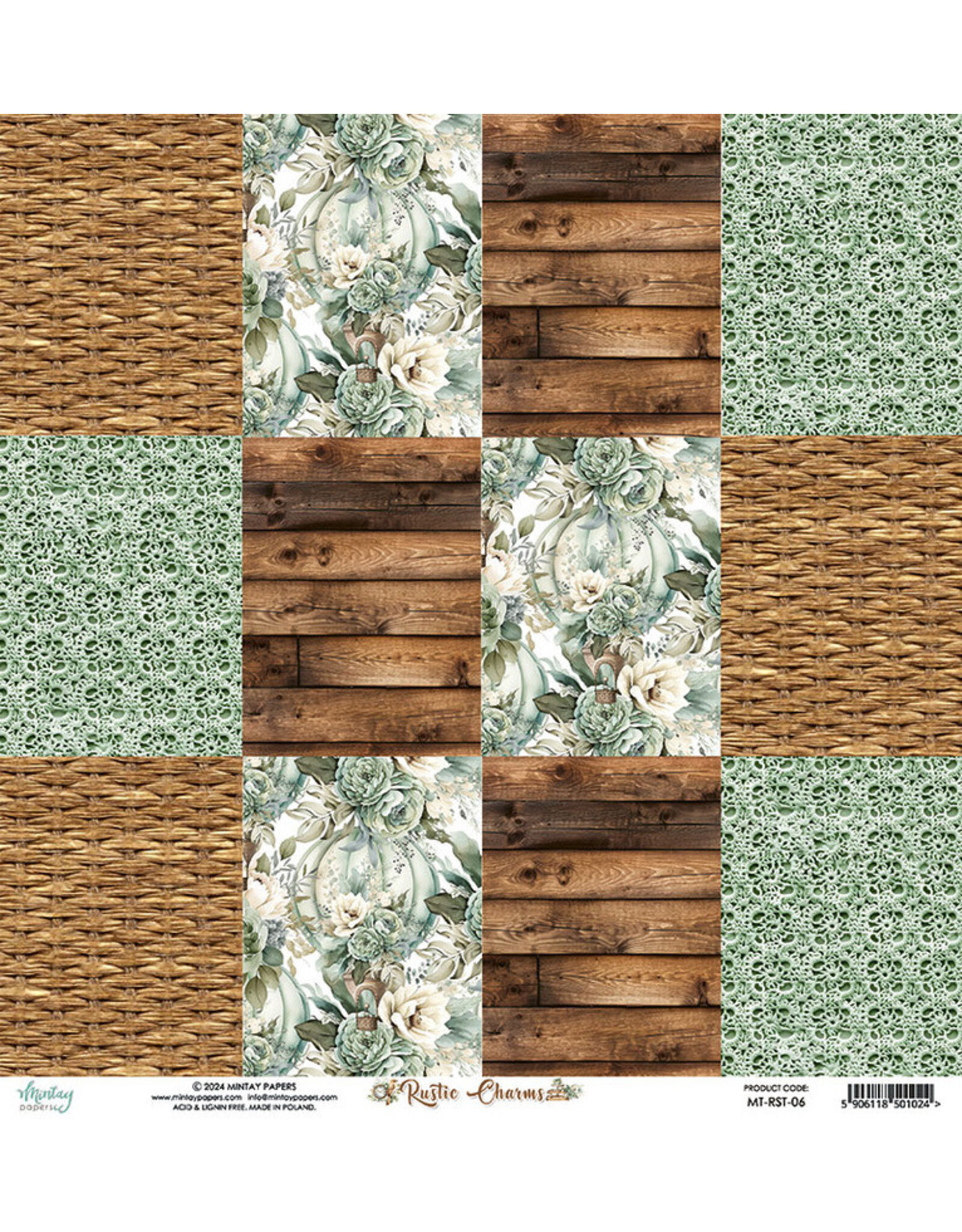 MINTAY MINTAY RUSTIC CHARMS #06 12x12 CARDSTOCK