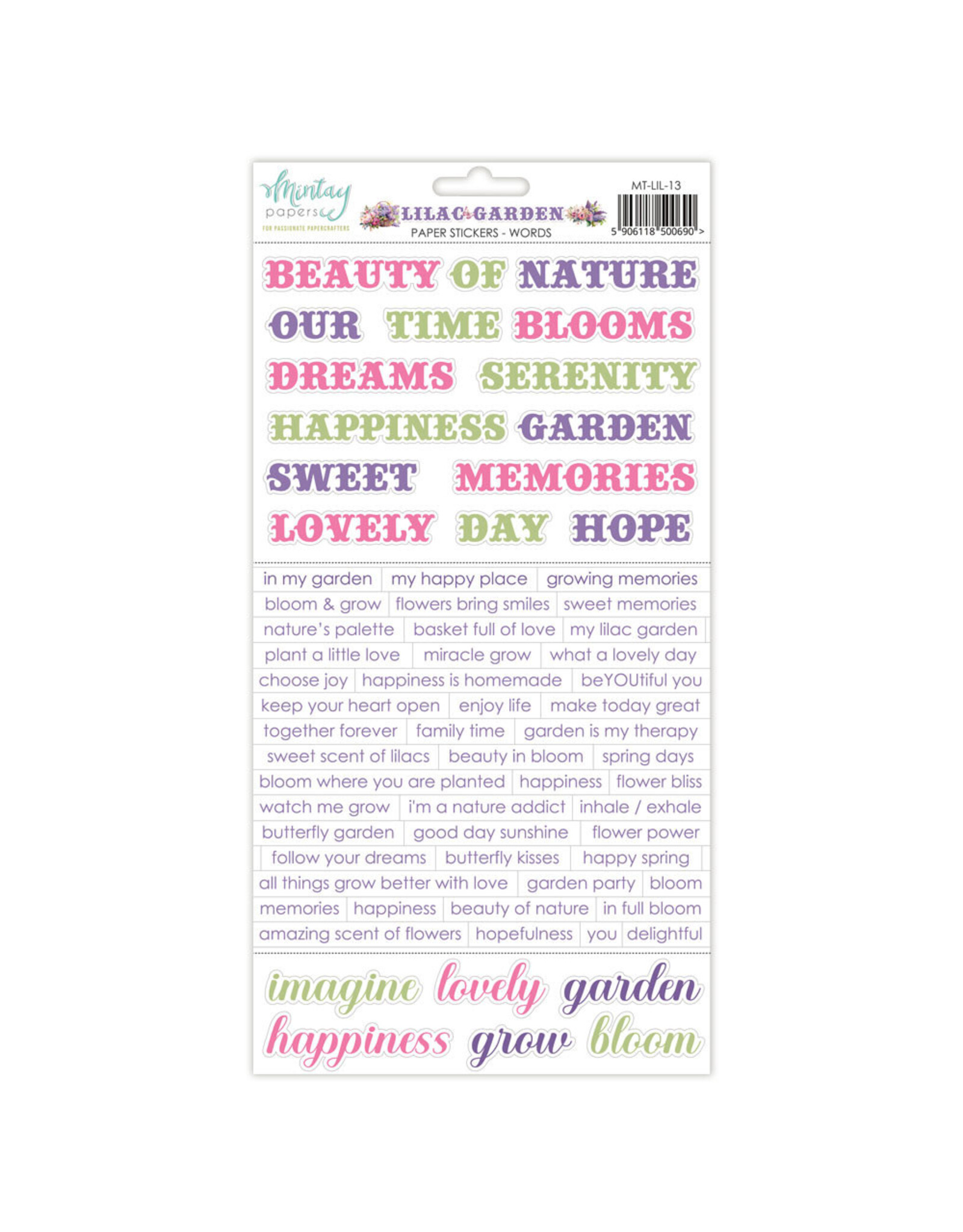 MINTAY MINTAY LILAC GARDEN 6x12 PAPER STICKERS - WORDS