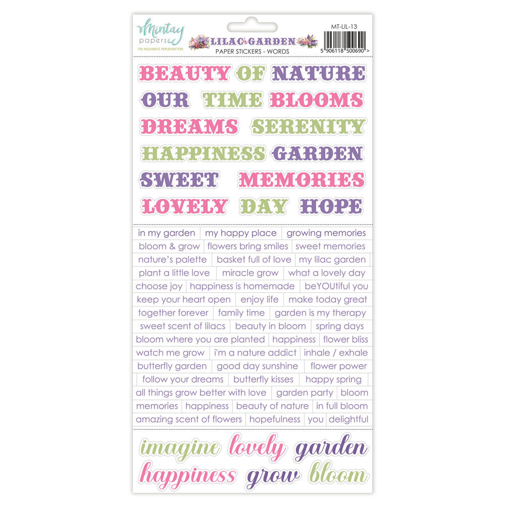 MINTAY MINTAY LILAC GARDEN 6x12 PAPER STICKERS - WORDS