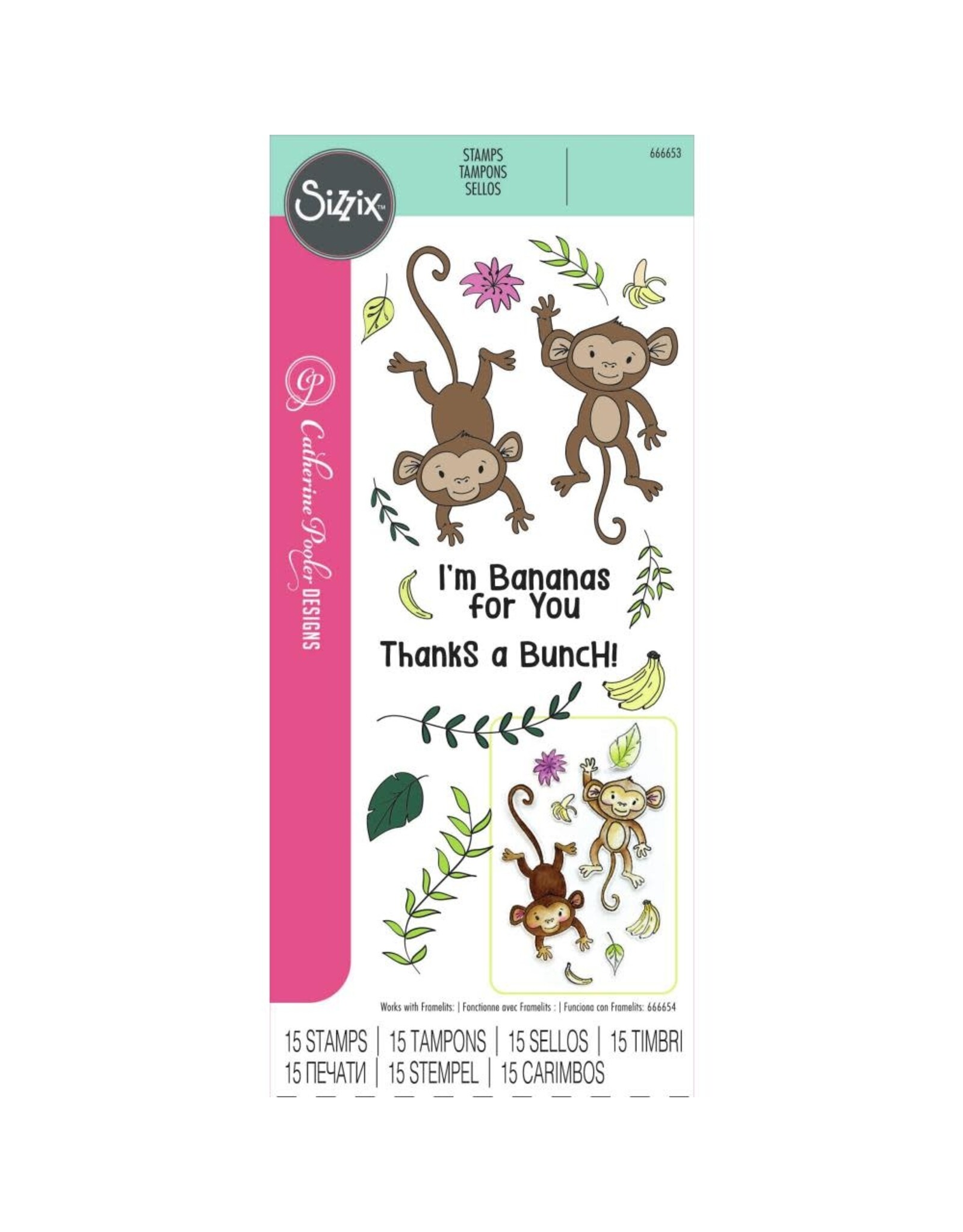 SIZZIX SIZZIX CATHERINE POOLER DESIGNS GOING BANANAS CLEAR STAMP SET