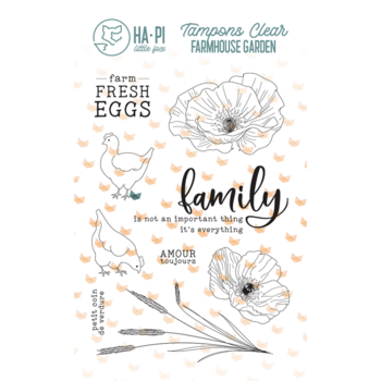 HA-PI LITTLE FOX HA-PI LITTLE FOX FARMHOUSE GARDEN JOLIS COQUELICOTS CLEAR STAMP SET