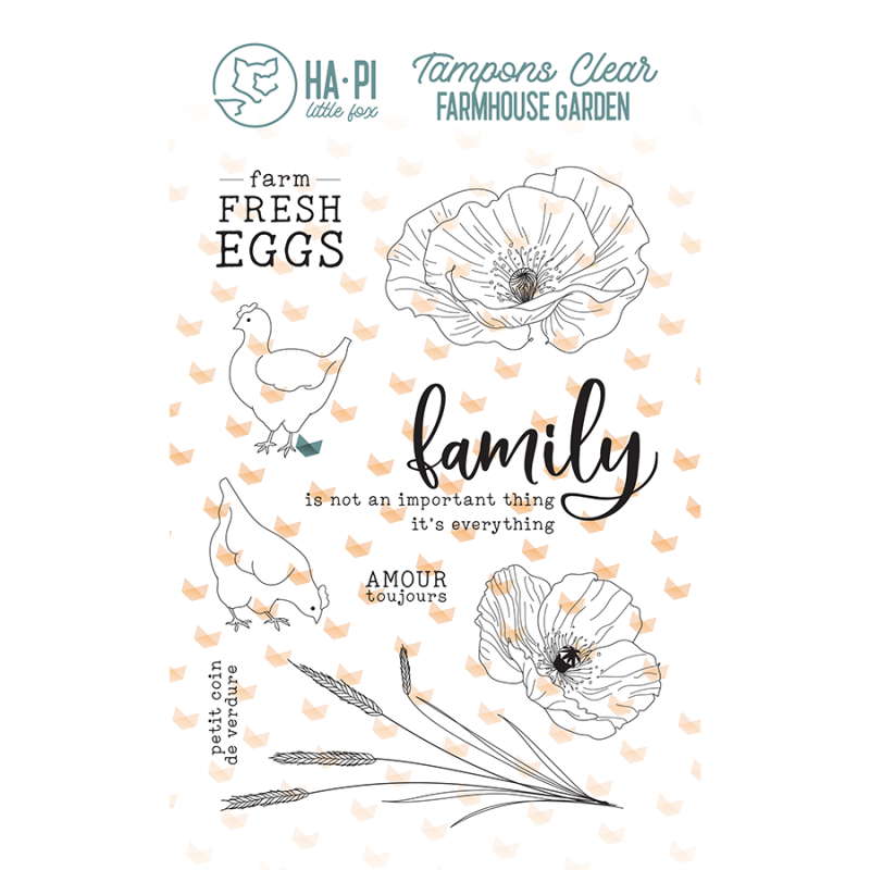 HA-PI LITTLE FOX HA-PI LITTLE FOX FARMHOUSE GARDEN JOLIS COQUELICOTS CLEAR STAMP SET