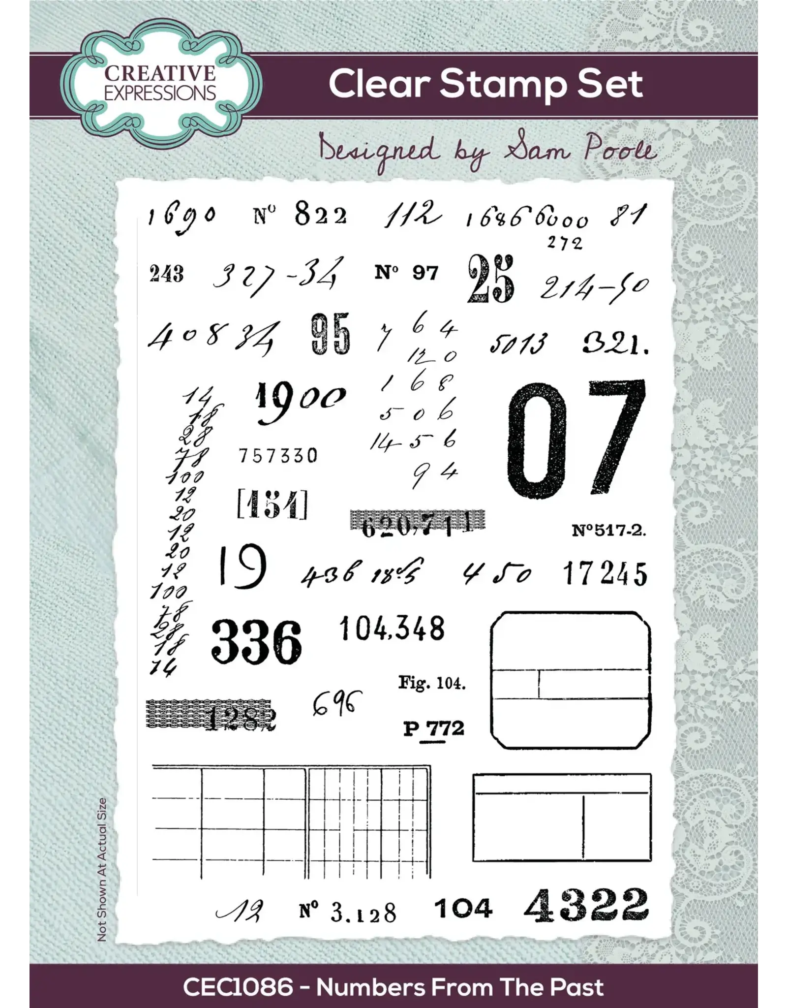 CREATIVE EXPRESSIONS CREATIVE EXPRESSIONS SAM POOLE NUMBERS FROM THE PAST 6x8 CLEAR STAMP SET