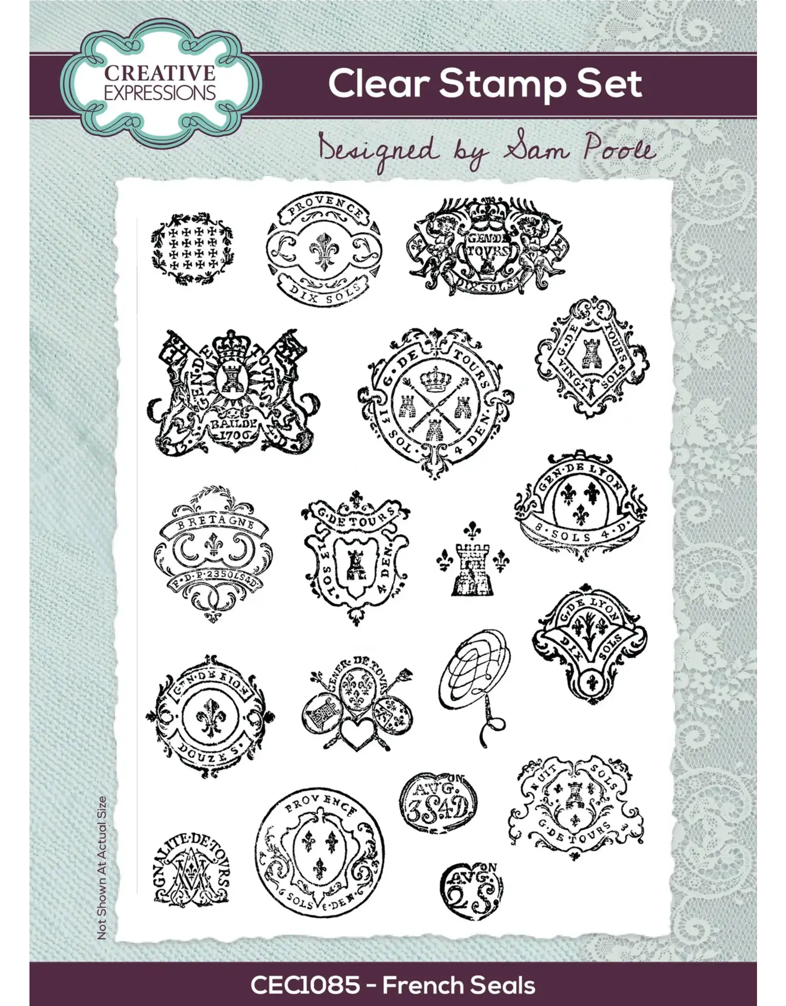 CREATIVE EXPRESSIONS CREATIVE EXPRESSIONS SAM POOLE FRENCH SEALS 6x8 CLEAR STAMP SET