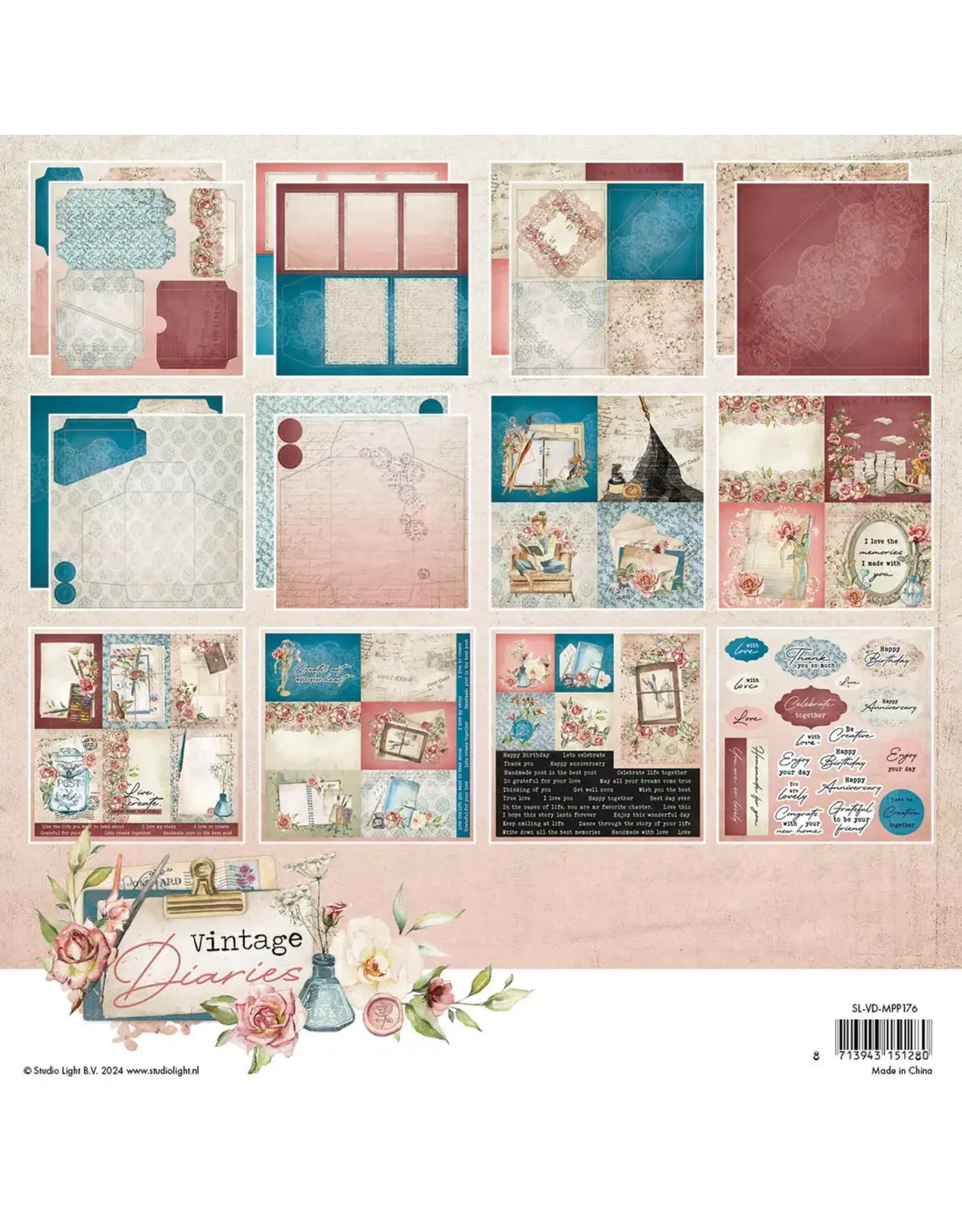 STUDIOLIGHT STUDIOLIGHT VINTAGE DIARIES COLLECTION 8x8 MIXED PAPER PAD