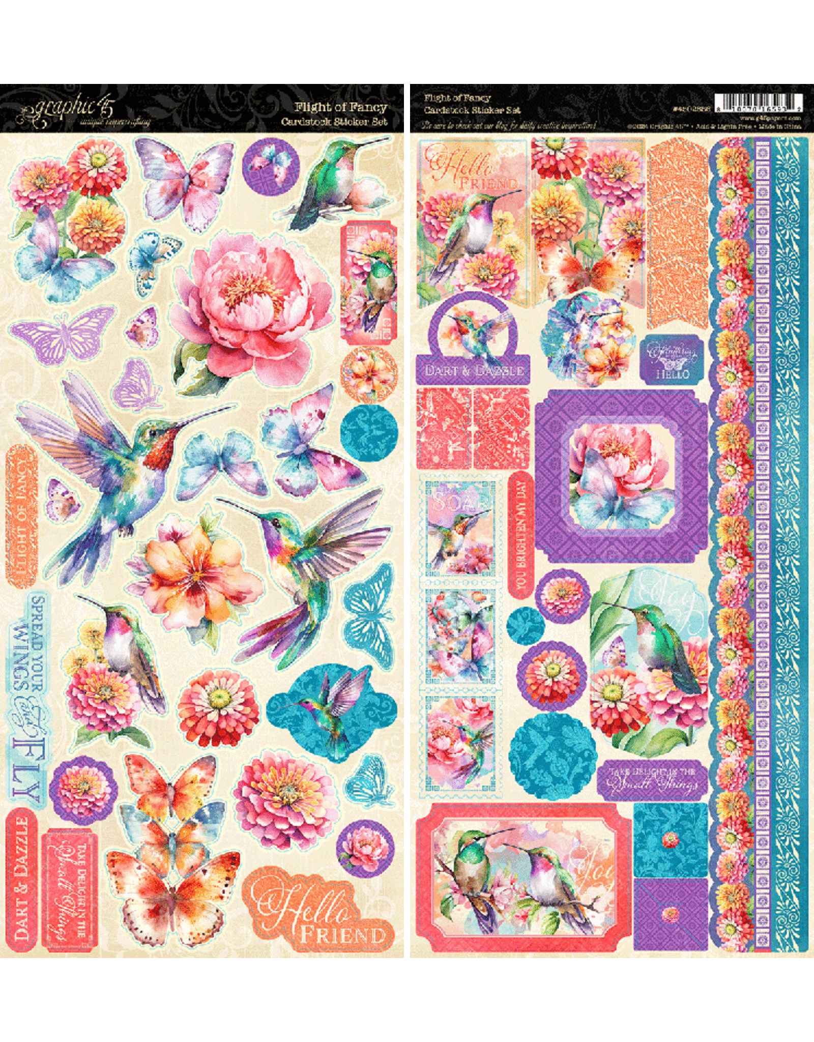 GRAPHIC 45 GRAPHIC 45 FLIGHT OF FANCY COLLECTION CARDSTOCK STICKER SET
