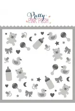 PRETTY PINK POSH PRETTY PINK POSH LAYERED BABY WREATH 6x6 STENCIL SET 3/PK