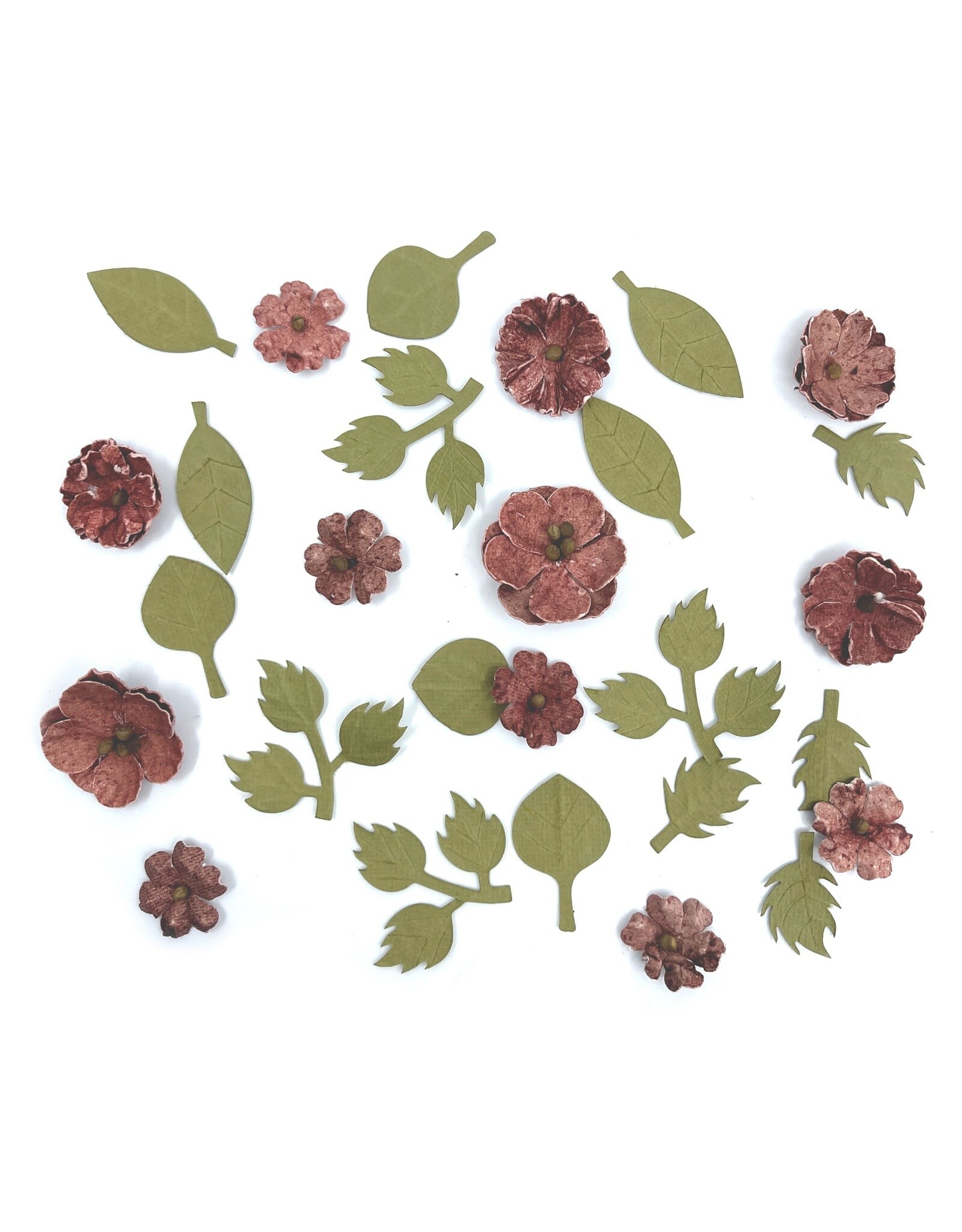 49 AND MARKET 49 AND MARKET RUSTIC BLOOMS CRANBERRY PAPER FLOWERS 28 PIECES