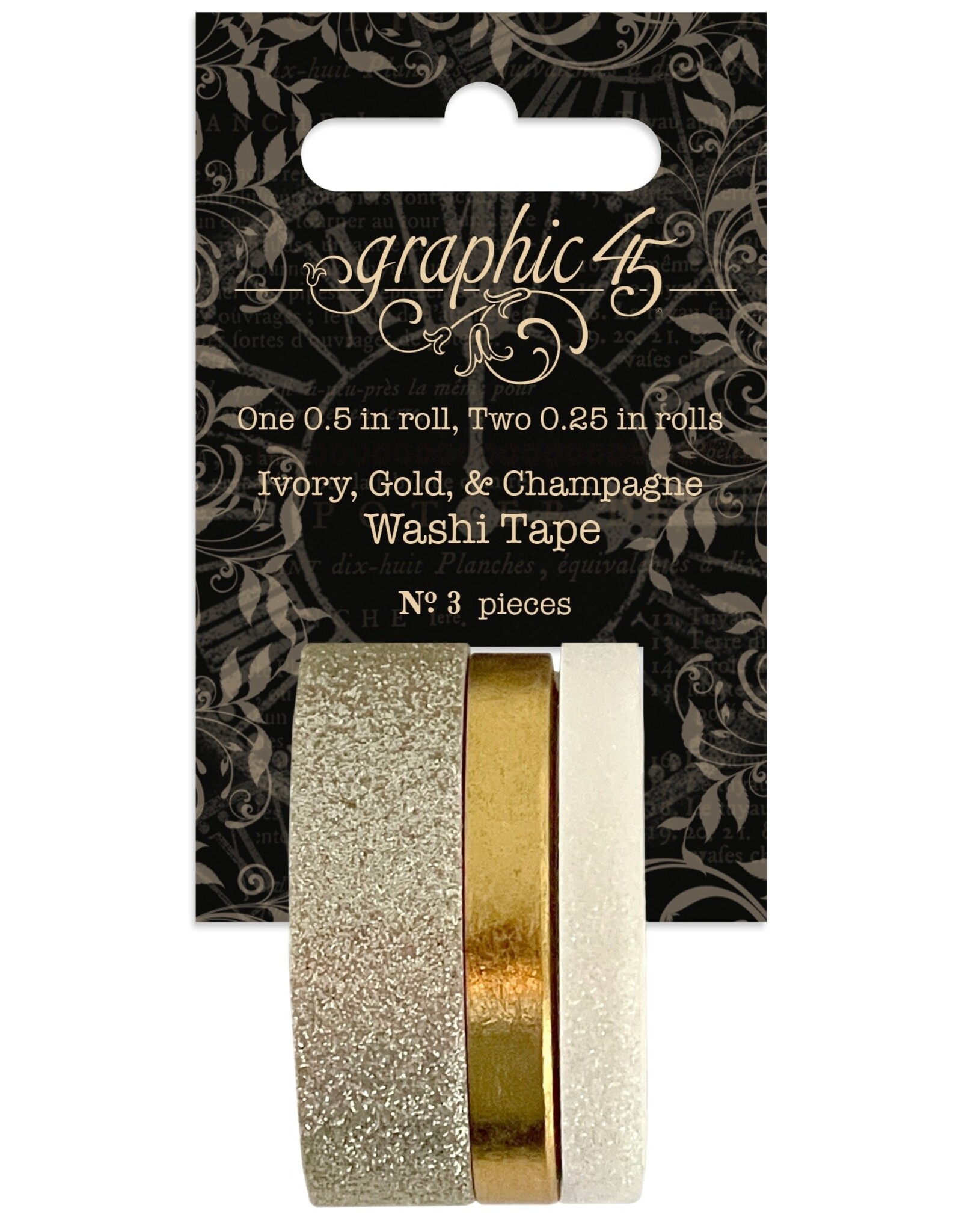 GRAPHIC 45 GRAPHIC 45 IVORY GOLD & CHAMPAGNE GLITTER WASHI TAPE