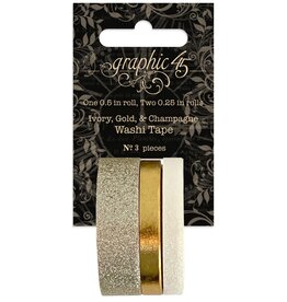 GRAPHIC 45 GRAPHIC 45 IVORY GOLD & CHAMPAGNE GLITTER WASHI TAPE