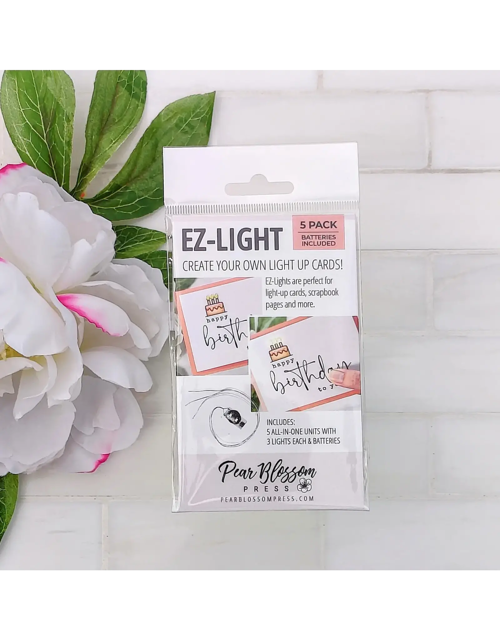 HAMPTON ARTS PEAR BLOSSOM PRESS EZ-LIGHT ALL-IN-ONE 3 LIGHTS 5/PK