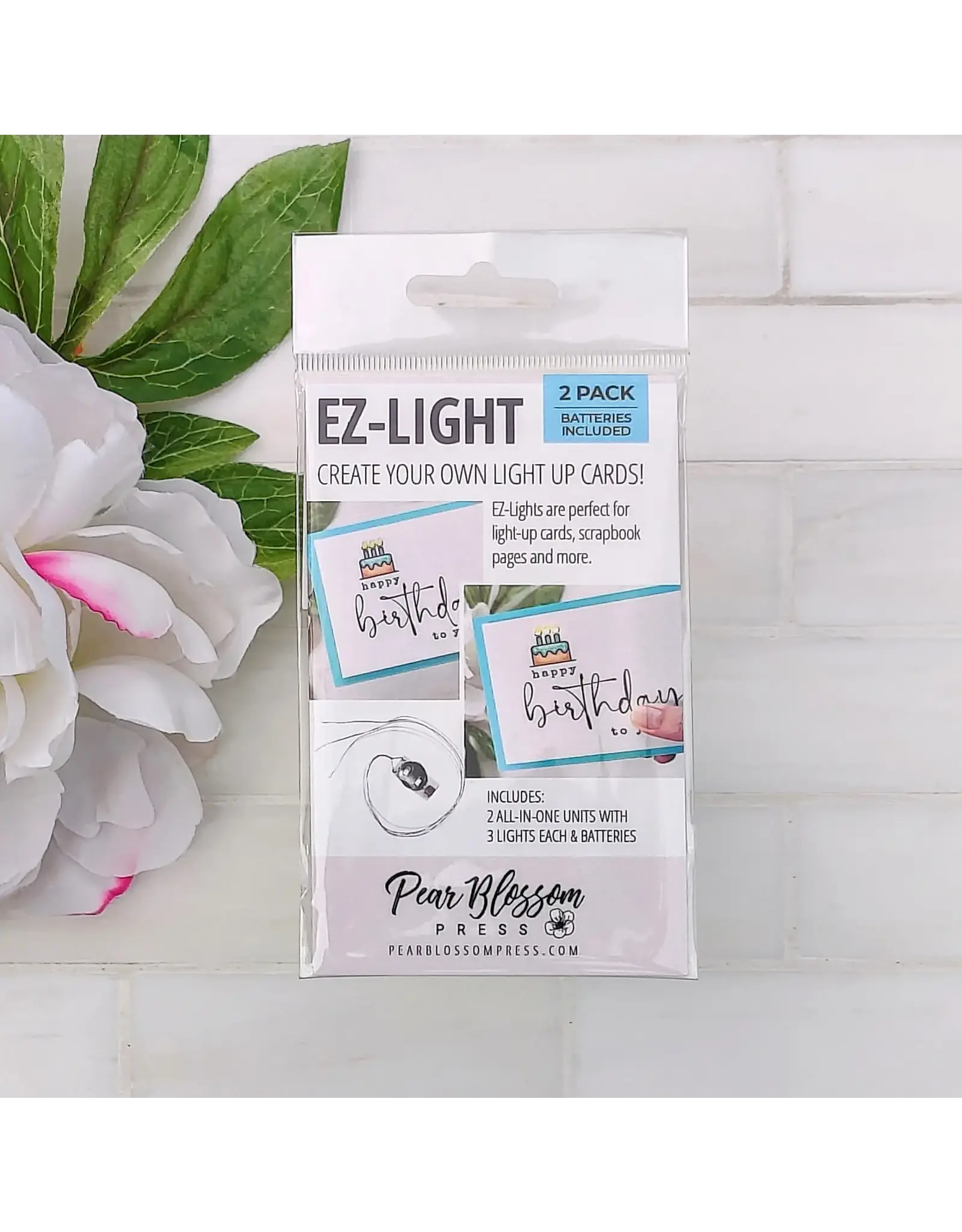 HAMPTON ARTS PEAR BLOSSOM PRESS EZ-LIGHT ALL-IN-ONE 3 LIGHTS 2/PK