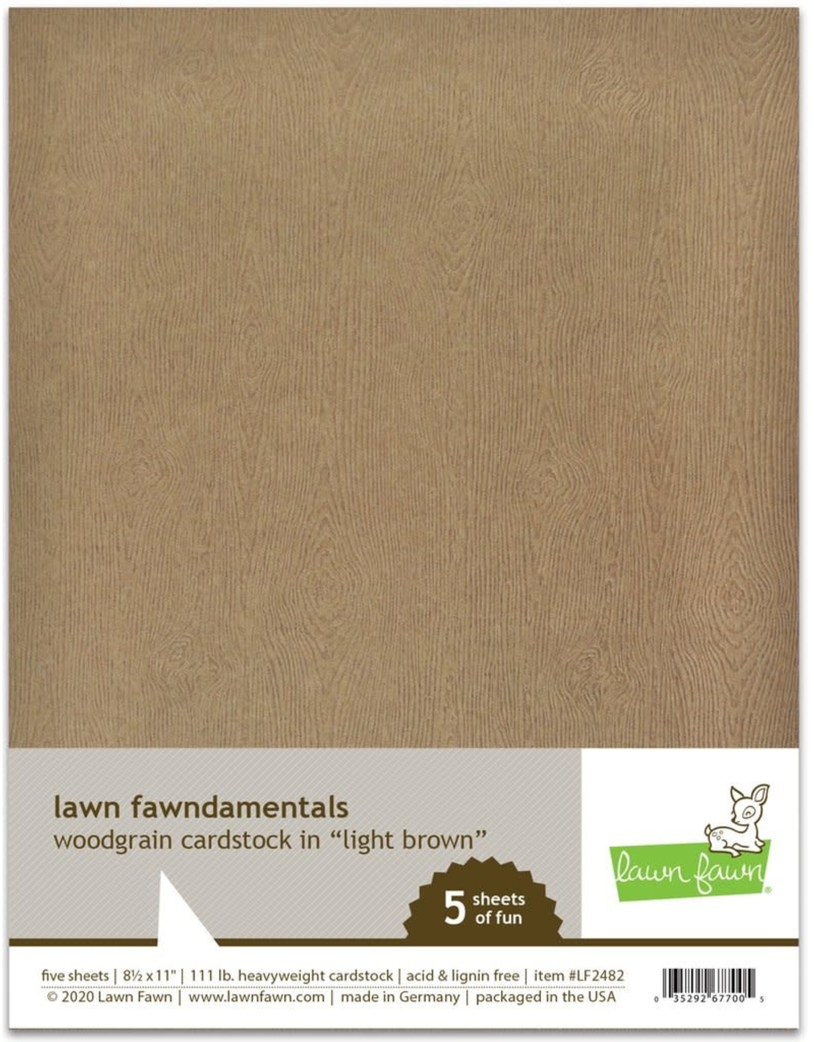 LAWN FAWN LAWN FAWN WOODGRAIN LIGHT BROWN 8.5 X 11 CARDSTOCK 5PK