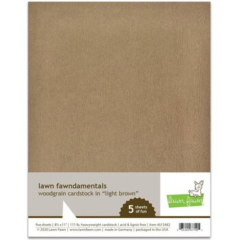 LAWN FAWN LAWN FAWN WOODGRAIN LIGHT BROWN 8.5 X 11 CARDSTOCK 5PK