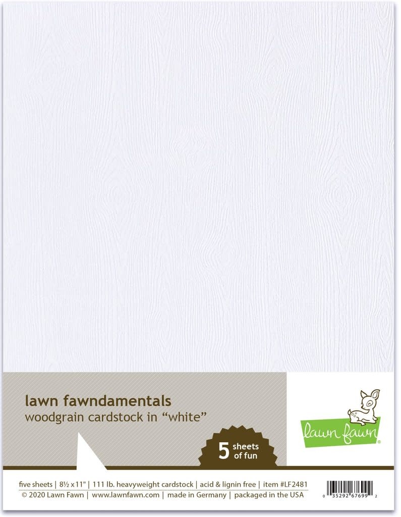 LAWN FAWN LAWN FAWN WOODGRAIN WHITE 8.5 X 11 CARDSTOCK 5PK