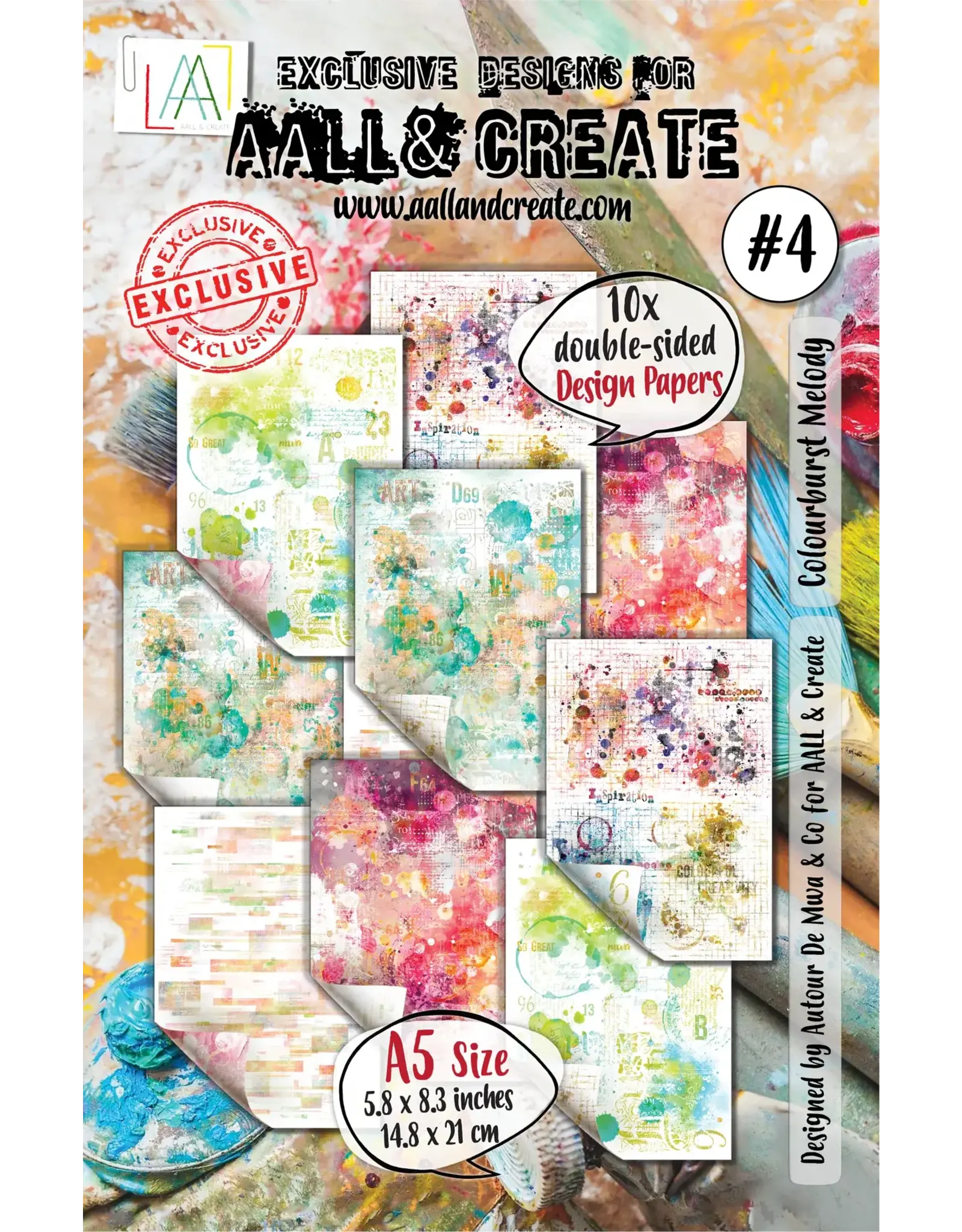 AALL & CREATE AALL & CREATE AUTOUR DE MWA & CO #4 COLOURBURST MELODY A5 DOUBLE-SIDED DESIGN PAPERS 10/PK