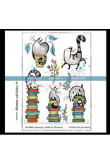 KATZELKRAFT KATZELKRAFT DAINIUS COLLECTION CATS ON BOOKS CLING STAMP SET