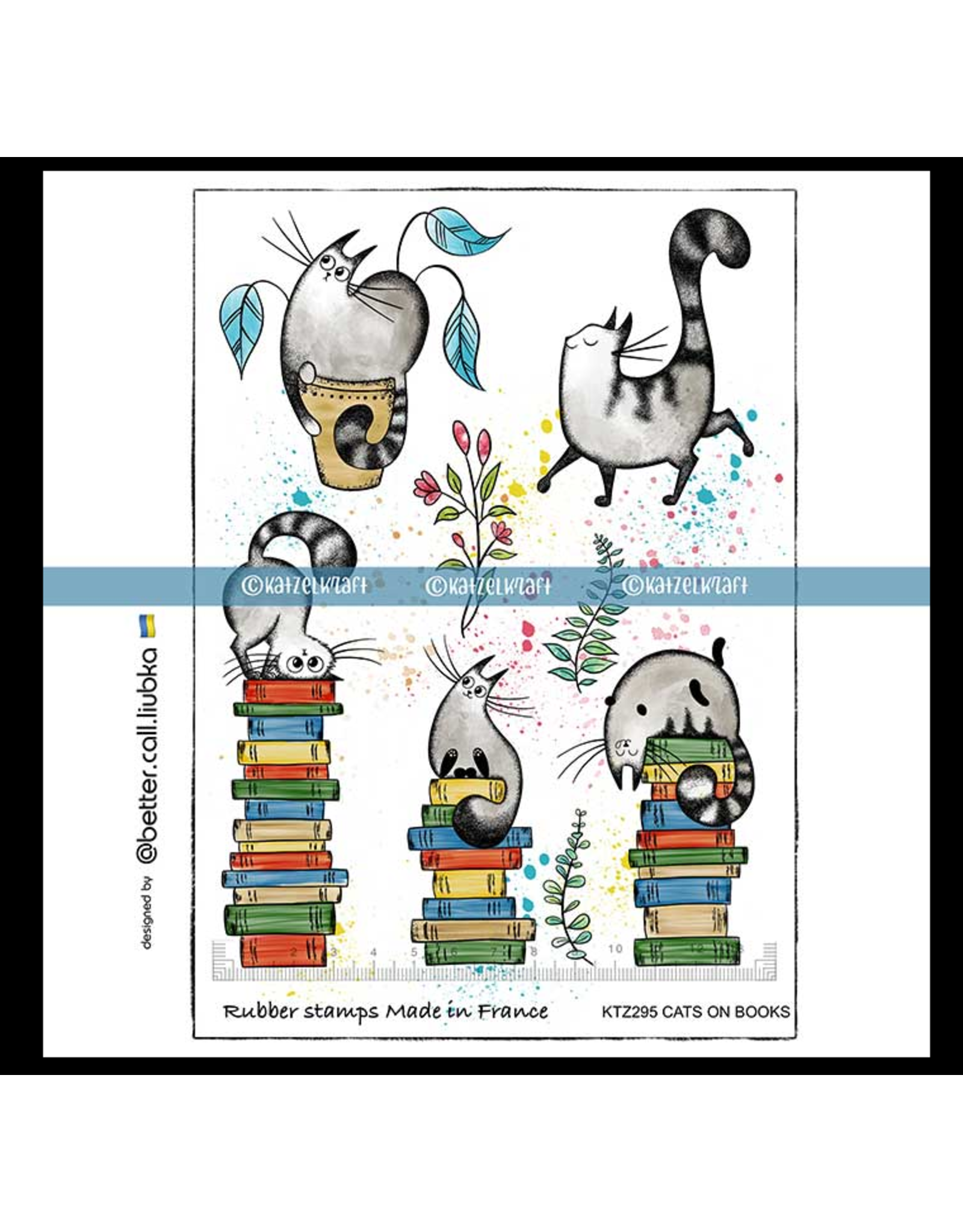 KATZELKRAFT KATZELKRAFT DAINIUS COLLECTION CATS ON BOOKS CLING STAMP SET