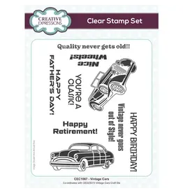 CREATIVE EXPRESSIONS CREATIVE EXPRESSIONS - VINTAGE CARS CLEAR STAMP SET