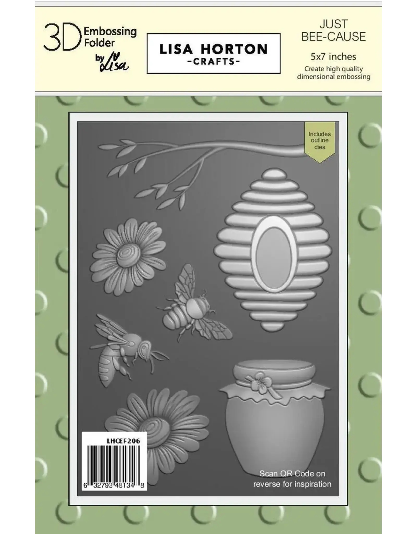 LISA HORTON CRAFTS LISA HORTON CRAFTS JUST BEE-CAUSE 5x7 3D EMBOSSING FOLDER & DIE