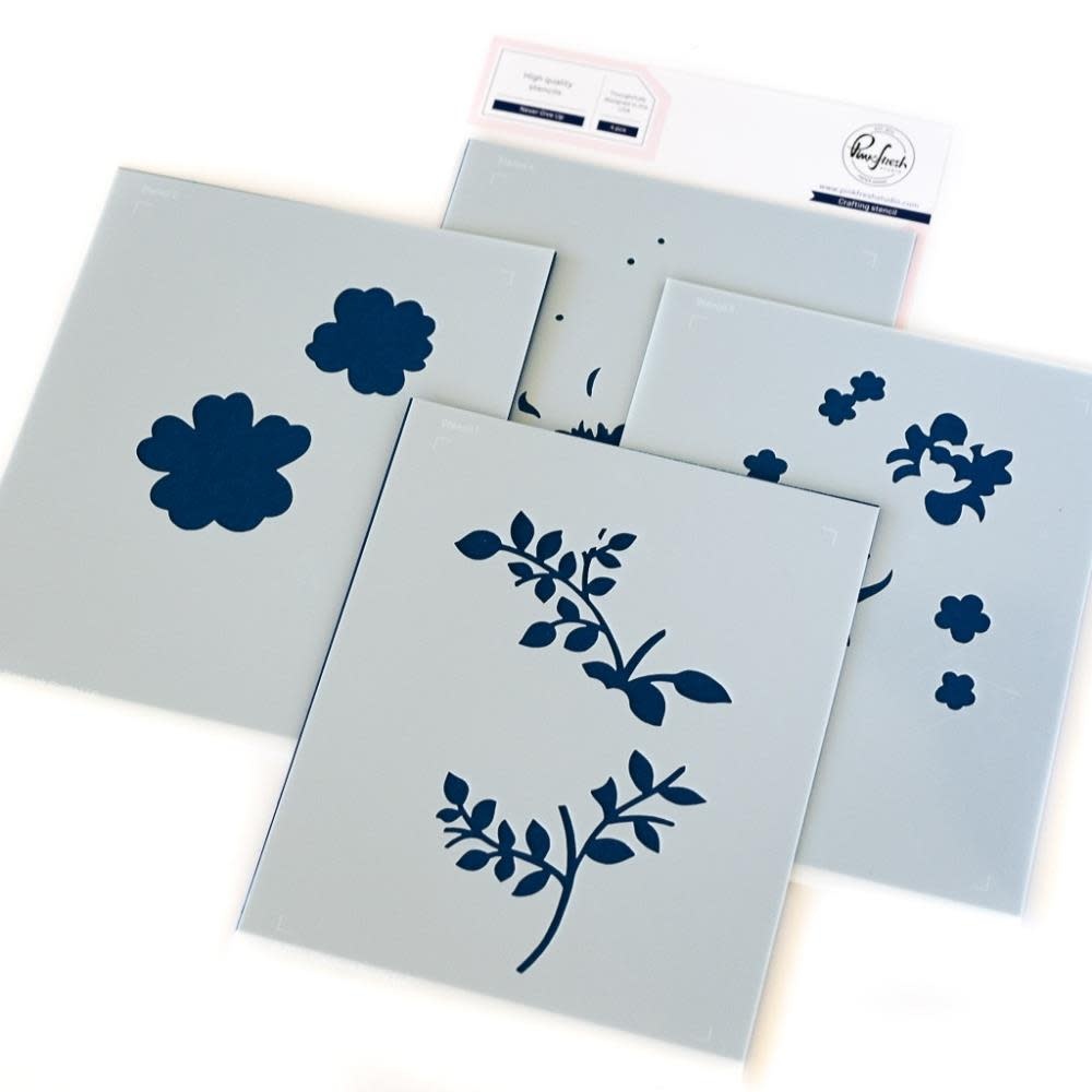 PINKFRESH PINKFRESH STUDIO NEVER GIVE UP STENCIL SET 4/PK