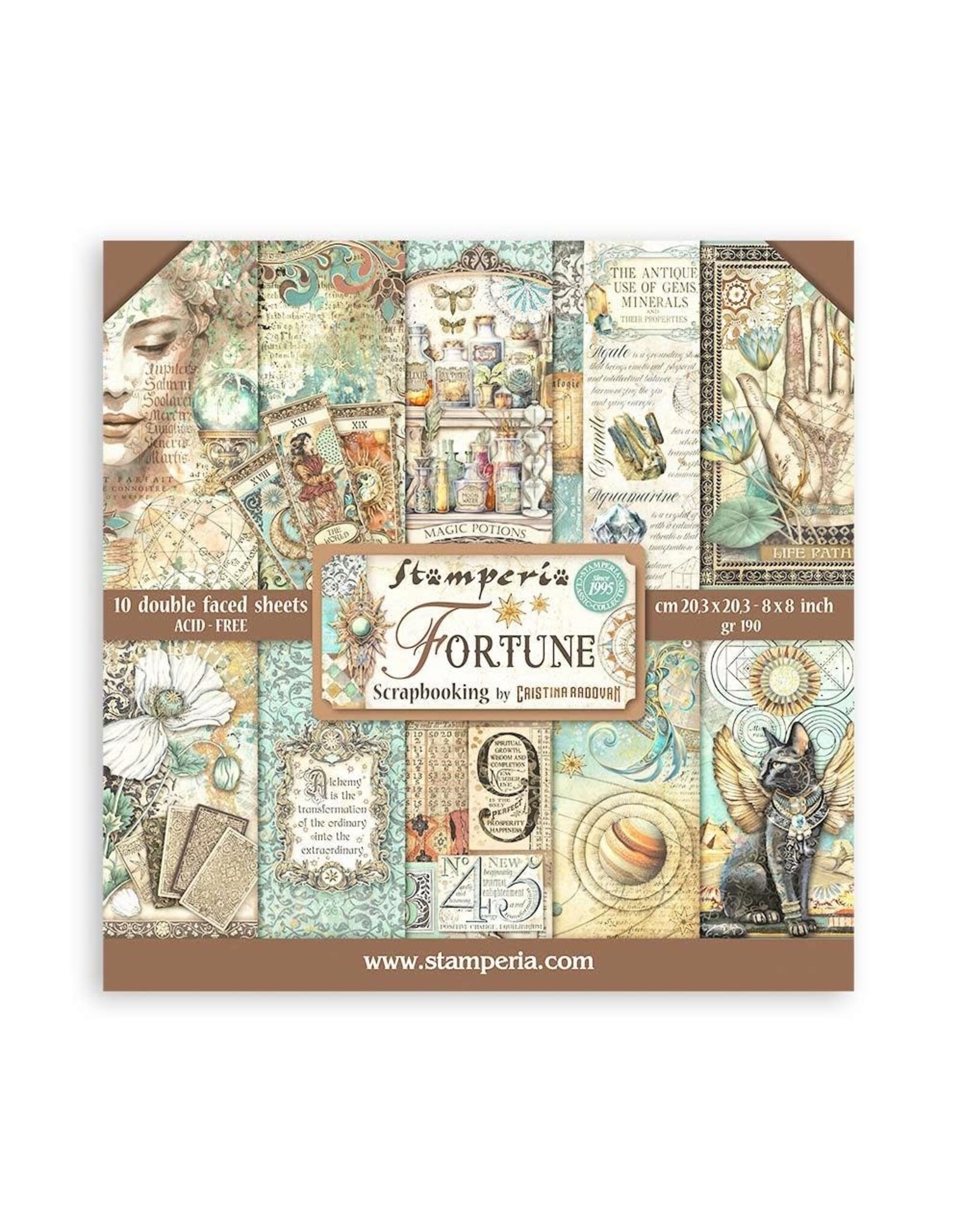 STAMPERIA STAMPERIA FORTUNE 8x8 COLLECTION PACK 10 SHEETS