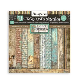 STAMPERIA STAMPERIA FORTUNE LAND OF PHARAOHS BACKGROUNDS SELECTION 8x8 COLLECTION PACK 10 SHEETS