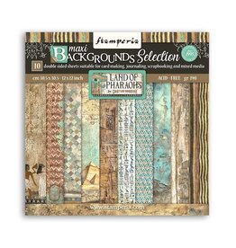 STAMPERIA STAMPERIA FORTUNE LAND OF PHARAOHS BACKGROUNDS SELECTION 12X12 COLLECTION PACK 10 SHEETS