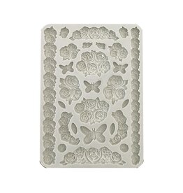 STAMPERIA STAMPERIA SHABBY ROSE ROSES AND BUTTERFLY A5 SILICONE MOULD