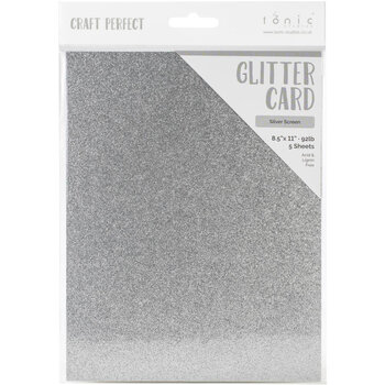 TONIC TONIC STUDIOS GLITTER CARD SILVER SCREEN 8.5X11 5PK