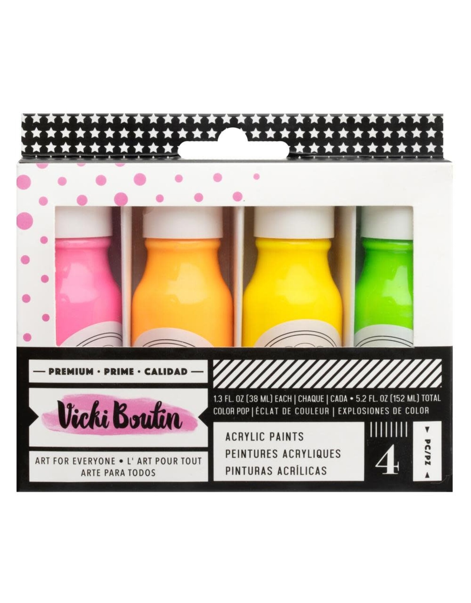 AMERICAN CRAFTS AMERICAN CRAFTS VICKI BOUTIN MIXED MEDIA NEON ACRYLIC PAINT 4PK