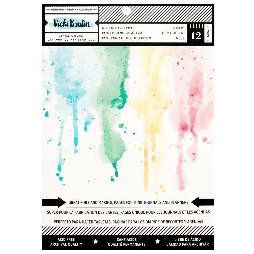 AMERICAN CRAFTS AMERICAN CRAFTS VICKI BOUTIN BRIGHT WHITE SMOOTH WATERCOLOR 6x8 PAPER PAD