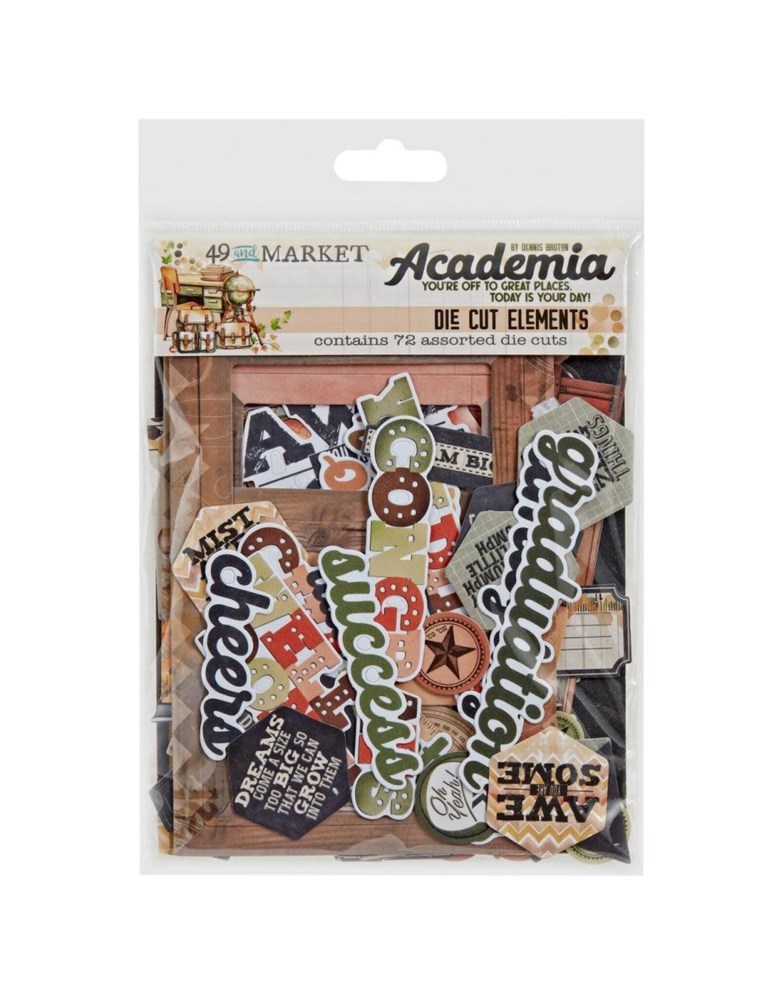 49 AND MARKET 49 AND MARKET ACADEMIA ELEMENTS DIE-CUTS 72/PK