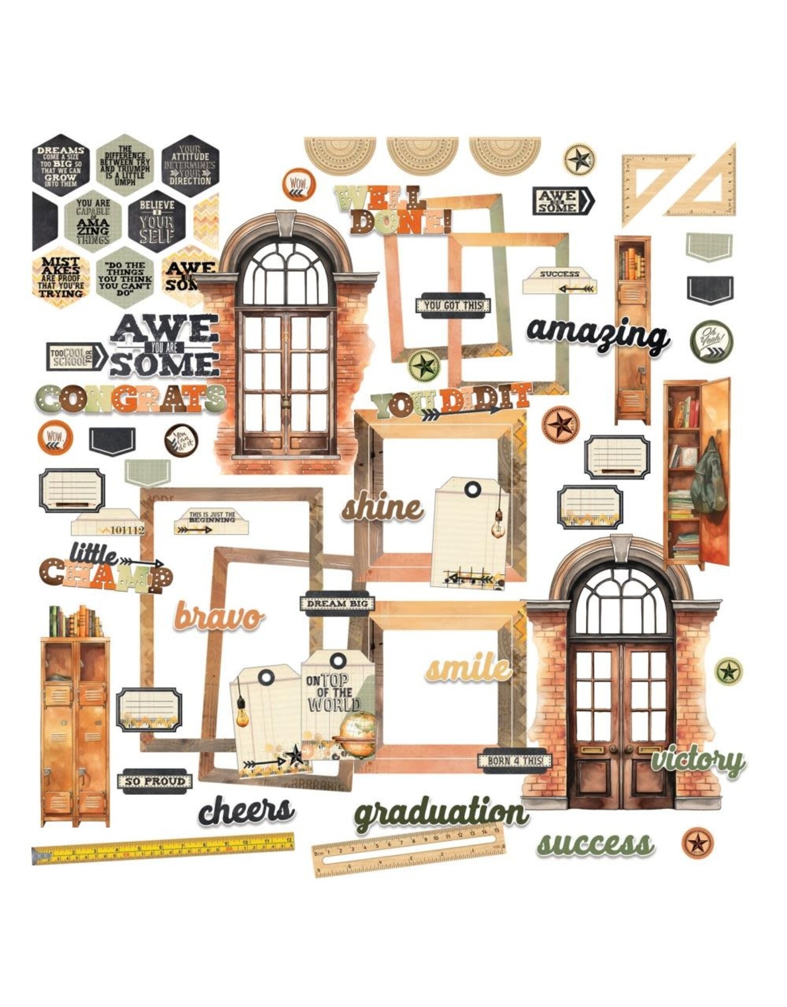 49 AND MARKET 49 AND MARKET ACADEMIA ELEMENTS DIE-CUTS 72/PK