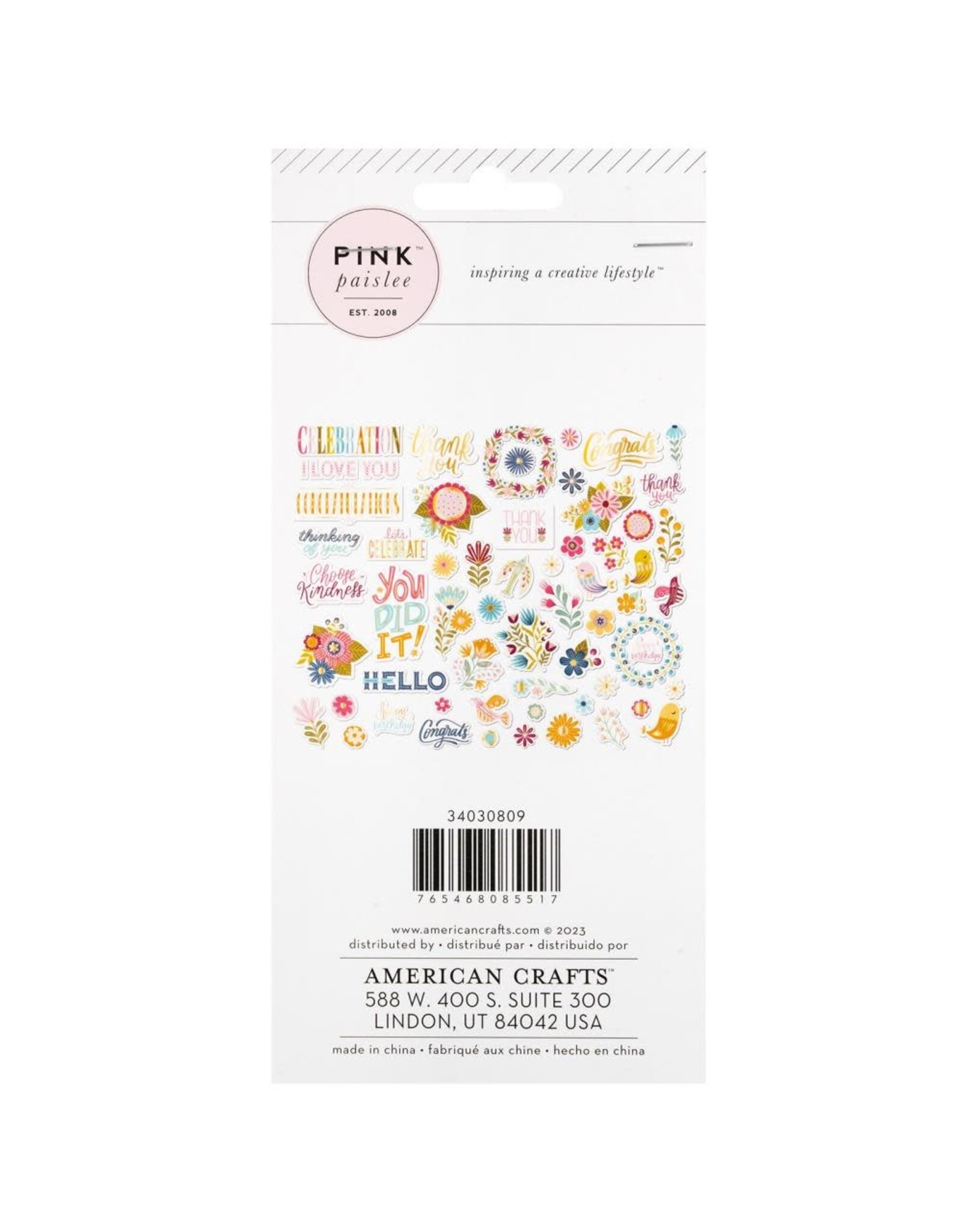 PINK PAISLEE VELLUM AND GOLD FOIL ICONS EPHEMERA 61PC