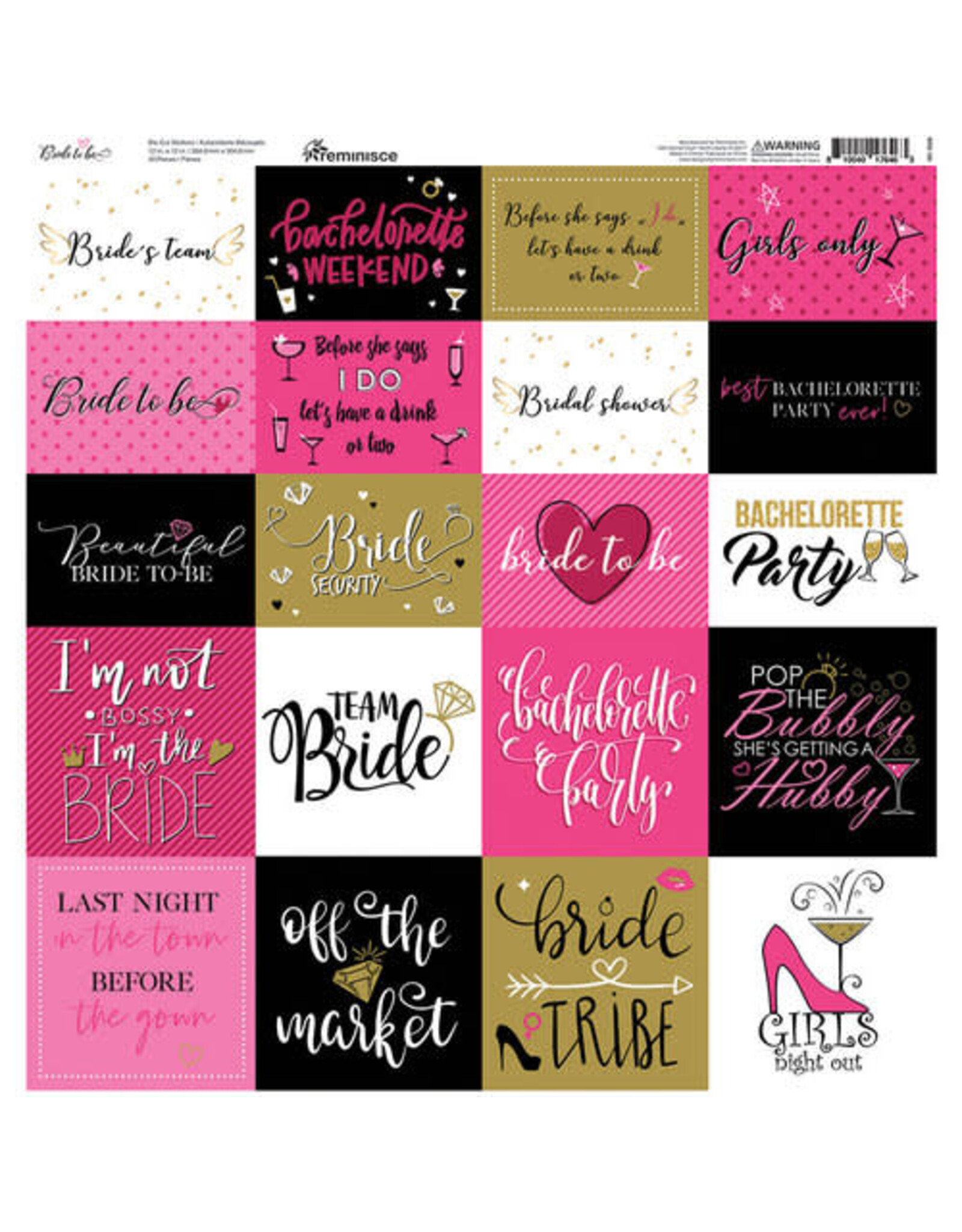 REMINISCE REMINISCE BRIDE TO BE 12x12 CARDSTOCK STICKERS