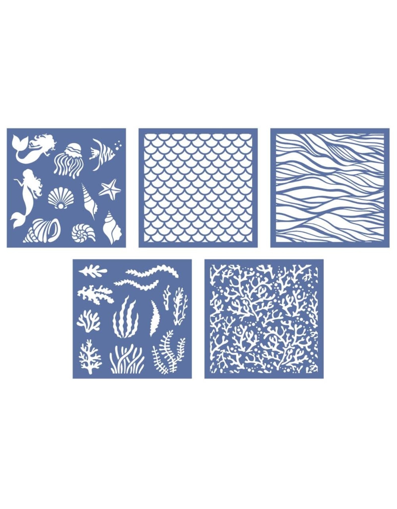 CRAFTERS COMPANION CRAFTER'S COMPANION ENCHANTED OCEAN OCEAN VIBES 8x8 STENCIL SET 2/PK