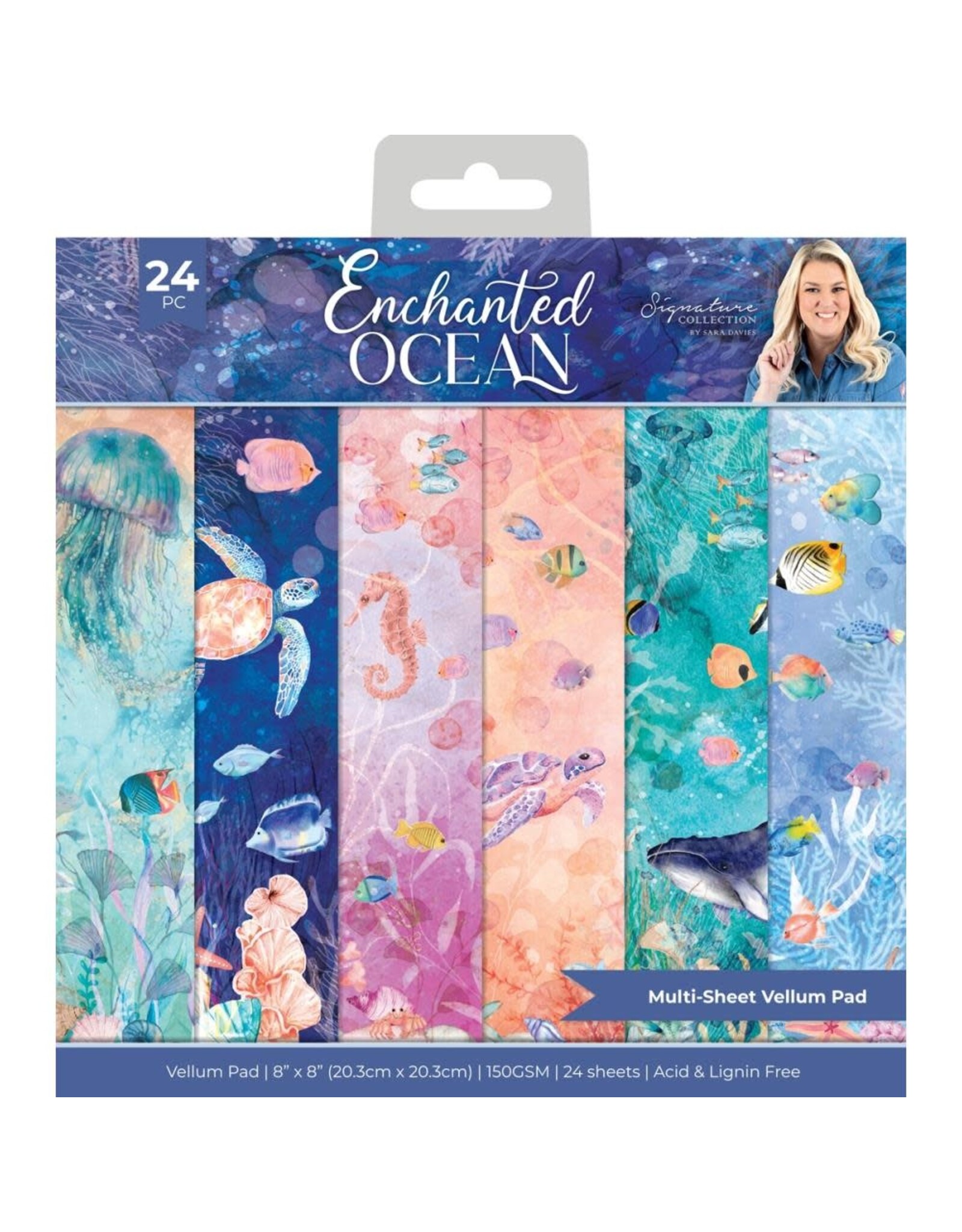 CRAFTERS COMPANION CRAFTERS COMPANION SARA SIGNATURE ENCHANTED OCEAN 8x8 VELLUM PAD 24 SHEETS