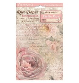 STAMPERIA STAMPERIA SHABBY ROSE ASSORTED A6 RICE PAPER BACKGROUNDS 8/PK