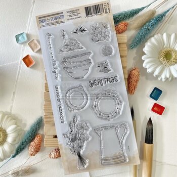 CHOU & FLOWERS CHOU & FLOWERS COLLECTION SOUVENIRS D'ETE FAIENCE CLEAR STAMP SET