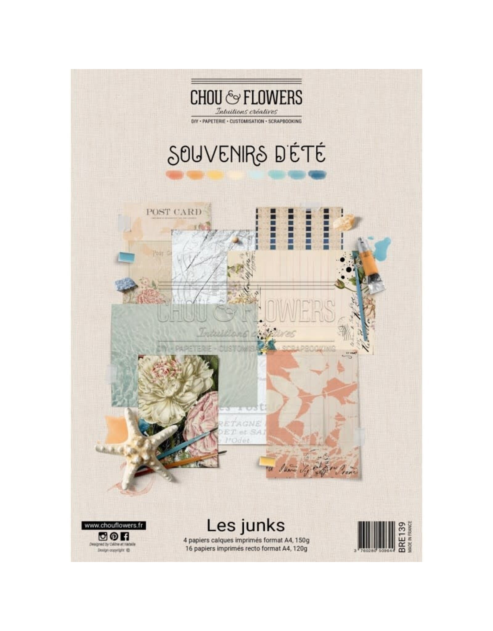 CHOU & FLOWERS CHOU & FLOWERS COLLECTION SOUVENIRS D'ETE PAPETERIE JUNK A4 COLLECTION PACK