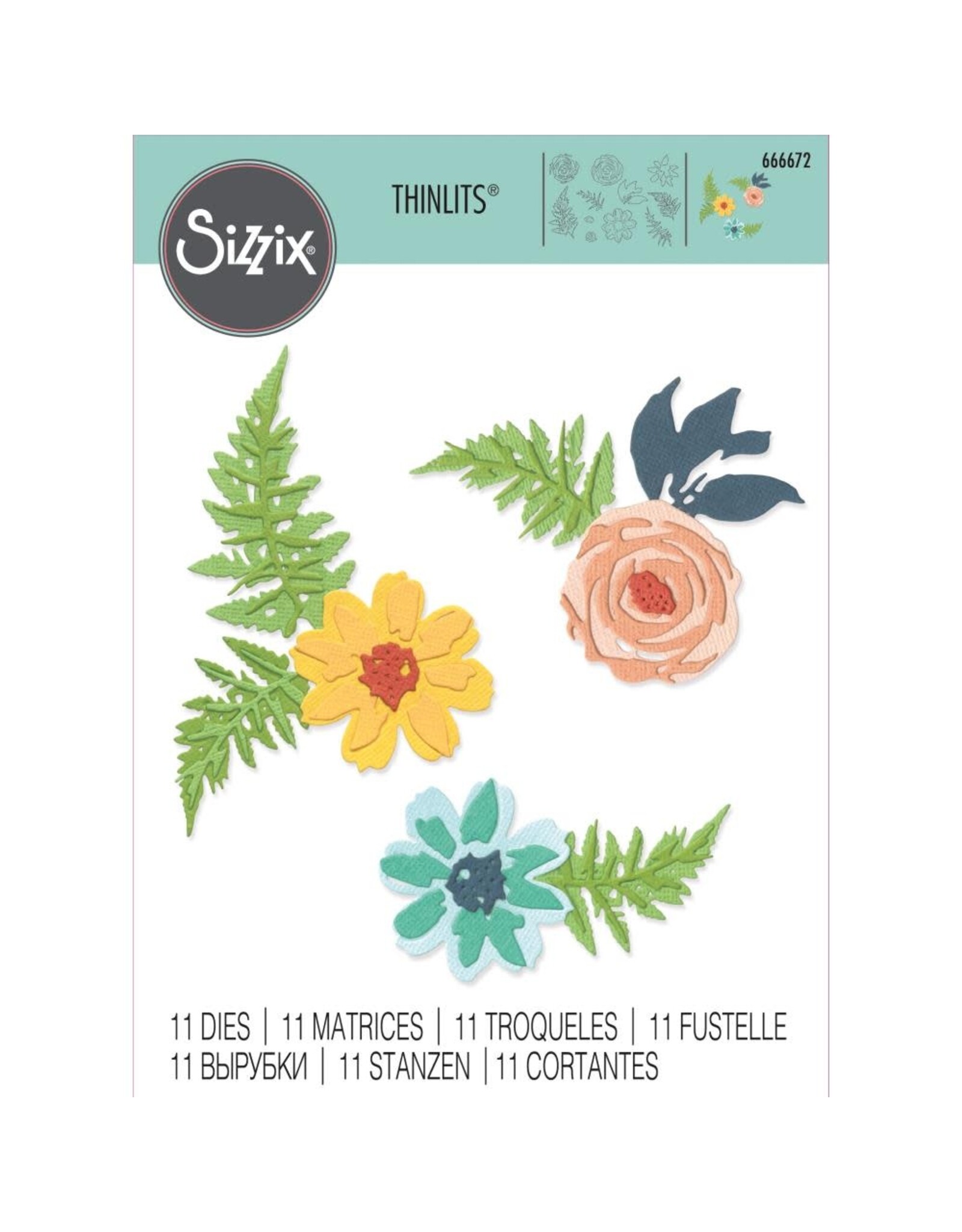 SIZZIX SIZZIX THINLITS FLOWERS & FERN DIE SET