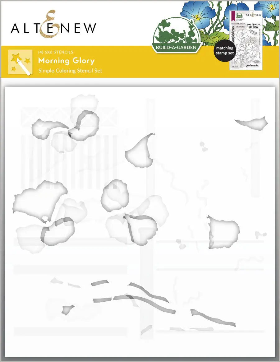 ALTENEW ALTENEW BUILD-A-GARDEN: MORNING GLORY SIMPLE COLORING STENCIL SET 4/PK